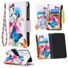 For Huawei P40 Lite E / Y7p Colored Drawing Pattern Zipper Horizontal Flip Leather Case with Holder & Card Slots & Wallet(Two Butterflies) - 1