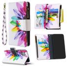 For Huawei P40 Lite Colored Drawing Pattern Zipper Horizontal Flip Leather Case with Holder & Card Slots & Wallet(Sun Flower) - 1