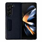 For Samsung Galaxy Z Fold5 Litchi Texture PU Phone Case with Holder(Black) - 1