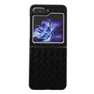 For Samsung Galaxy Z Flip5 5G Woven Texture Folding Phone Case(Black) - 1