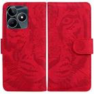 For Realme C53 / Narzo N53 Tiger Embossing Pattern Flip Leather Phone Case(Red) - 1