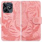 For Realme C53 / Narzo N53 Tiger Embossing Pattern Flip Leather Phone Case(Pink) - 1