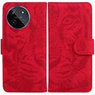 For Realme 11 4G Global Tiger Embossing Pattern Flip Leather Phone Case(Red) - 1