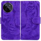 For Realme 11 4G Global Tiger Embossing Pattern Flip Leather Phone Case(Purple) - 1