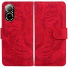 For Realme C67 4G Global Tiger Embossing Pattern Flip Leather Phone Case(Red) - 1