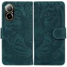 For Realme C67 4G Global Tiger Embossing Pattern Flip Leather Phone Case(Green) - 1