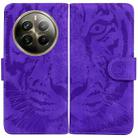 For Realme 12 Pro+ Global Tiger Embossing Pattern Flip Leather Phone Case(Purple) - 1