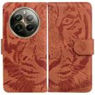 For Realme 12 Pro+ Global Tiger Embossing Pattern Flip Leather Phone Case(Brown) - 1