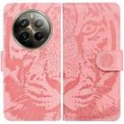 For Realme 12 Pro+ Global Tiger Embossing Pattern Flip Leather Phone Case(Pink) - 1