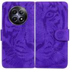 For Realme 12 5G Tiger Embossing Pattern Flip Leather Phone Case(Purple) - 1