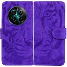 For Realme 12+ Tiger Embossing Pattern Flip Leather Phone Case(Purple) - 1