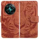For Realme 12+ Tiger Embossing Pattern Flip Leather Phone Case(Brown) - 1