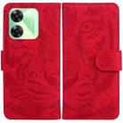 For Realme C61 / C63 / Note 60 Tiger Embossing Pattern Flip Leather Phone Case(Red) - 1