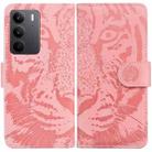 For Realme C75 Tiger Embossing Pattern Flip Leather Phone Case(Pink) - 1