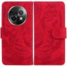 For Realme 13+ Global Tiger Embossing Pattern Flip Leather Phone Case(Red) - 1