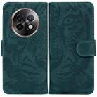 For Realme 13+ Global Tiger Embossing Pattern Flip Leather Phone Case(Green) - 1