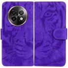 For Realme 13+ Global Tiger Embossing Pattern Flip Leather Phone Case(Purple) - 1