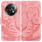 For Realme 13+ Global Tiger Embossing Pattern Flip Leather Phone Case(Pink) - 1