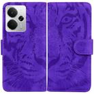 For Realme 14 Tiger Embossing Pattern Flip Leather Phone Case(Purple) - 1