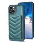 For iPhone 14 Plus BF26 Wave Pattern Card Bag Holder Phone Case(Green) - 1