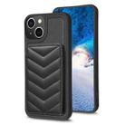 For iPhone 14 Plus BF26 Wave Pattern Card Bag Holder Phone Case(Black) - 1