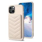 For iPhone 14 Plus BF26 Wave Pattern Card Bag Holder Phone Case(Beige) - 1