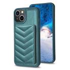 For iPhone 14 / 13 BF26 Wave Pattern Card Bag Holder Phone Case(Green) - 1