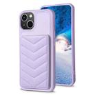 For iPhone 14 / 13 BF26 Wave Pattern Card Bag Holder Phone Case(Purple) - 1