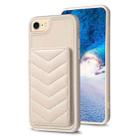 For iPhone SE 2022 / 2020 / 8 / 7 BF26 Wave Pattern Card Bag Holder Phone Case(Beige) - 1