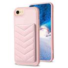 For iPhone SE 2022 / 2020 / 8 / 7 BF26 Wave Pattern Card Bag Holder Phone Case(Pink) - 1