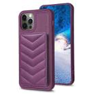 For iPhone 12 / 12 Pro BF26 Wave Pattern Card Bag Holder Phone Case(Dark Purple) - 1
