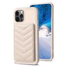 For iPhone 12 / 12 Pro BF26 Wave Pattern Card Bag Holder Phone Case(Beige) - 1