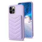 For iPhone 12 / 12 Pro BF26 Wave Pattern Card Bag Holder Phone Case(Purple) - 1