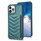 For iPhone 12 Pro Max BF26 Wave Pattern Card Bag Holder Phone Case(Green) - 1