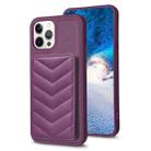 For iPhone 12 Pro Max BF26 Wave Pattern Card Bag Holder Phone Case(Dark Purple) - 1