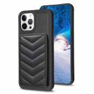 For iPhone 12 Pro Max BF26 Wave Pattern Card Bag Holder Phone Case(Black) - 1