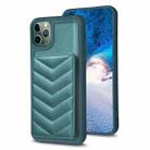 For iPhone 11 Pro Max BF26 Wave Pattern Card Bag Holder Phone Case(Green) - 1