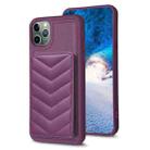 For iPhone 11 Pro Max BF26 Wave Pattern Card Bag Holder Phone Case(Dark Purple) - 1