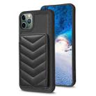 For iPhone 11 Pro Max BF26 Wave Pattern Card Bag Holder Phone Case(Black) - 1