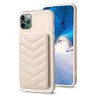 For iPhone 11 Pro Max BF26 Wave Pattern Card Bag Holder Phone Case(Beige) - 1
