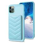 For iPhone 11 Pro Max BF26 Wave Pattern Card Bag Holder Phone Case(Blue) - 1