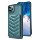 For iPhone 11 Pro BF26 Wave Pattern Card Bag Holder Phone Case(Green) - 1