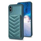 For iPhone X / XS BF26 Wave Pattern Card Bag Holder Phone Case(Green) - 1