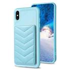 For iPhone X / XS BF26 Wave Pattern Card Bag Holder Phone Case(Blue) - 1