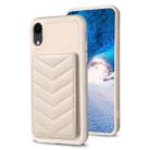 For iPhone XR BF26 Wave Pattern Card Bag Holder Phone Case(Beige) - 1