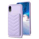 For iPhone XR BF26 Wave Pattern Card Bag Holder Phone Case(Purple) - 1