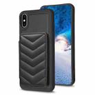 For iPhone XS Max BF26 Wave Pattern Card Bag Holder Phone Case(Black) - 1