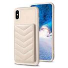 For iPhone XS Max BF26 Wave Pattern Card Bag Holder Phone Case(Beige) - 1