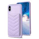 For iPhone XS Max BF26 Wave Pattern Card Bag Holder Phone Case(Purple) - 1