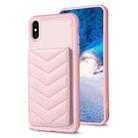 For iPhone XS Max BF26 Wave Pattern Card Bag Holder Phone Case(Pink) - 1